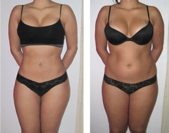 Transformation of the female figure after the drinking diet