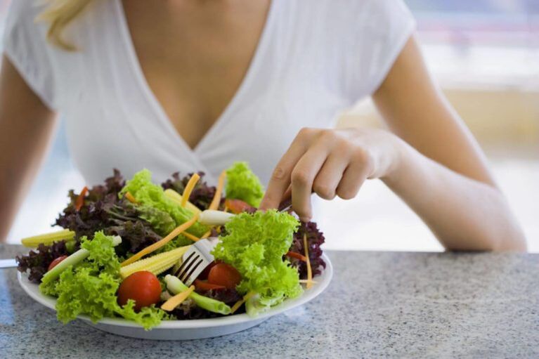 Eating vegetable salad on your favorite diet
